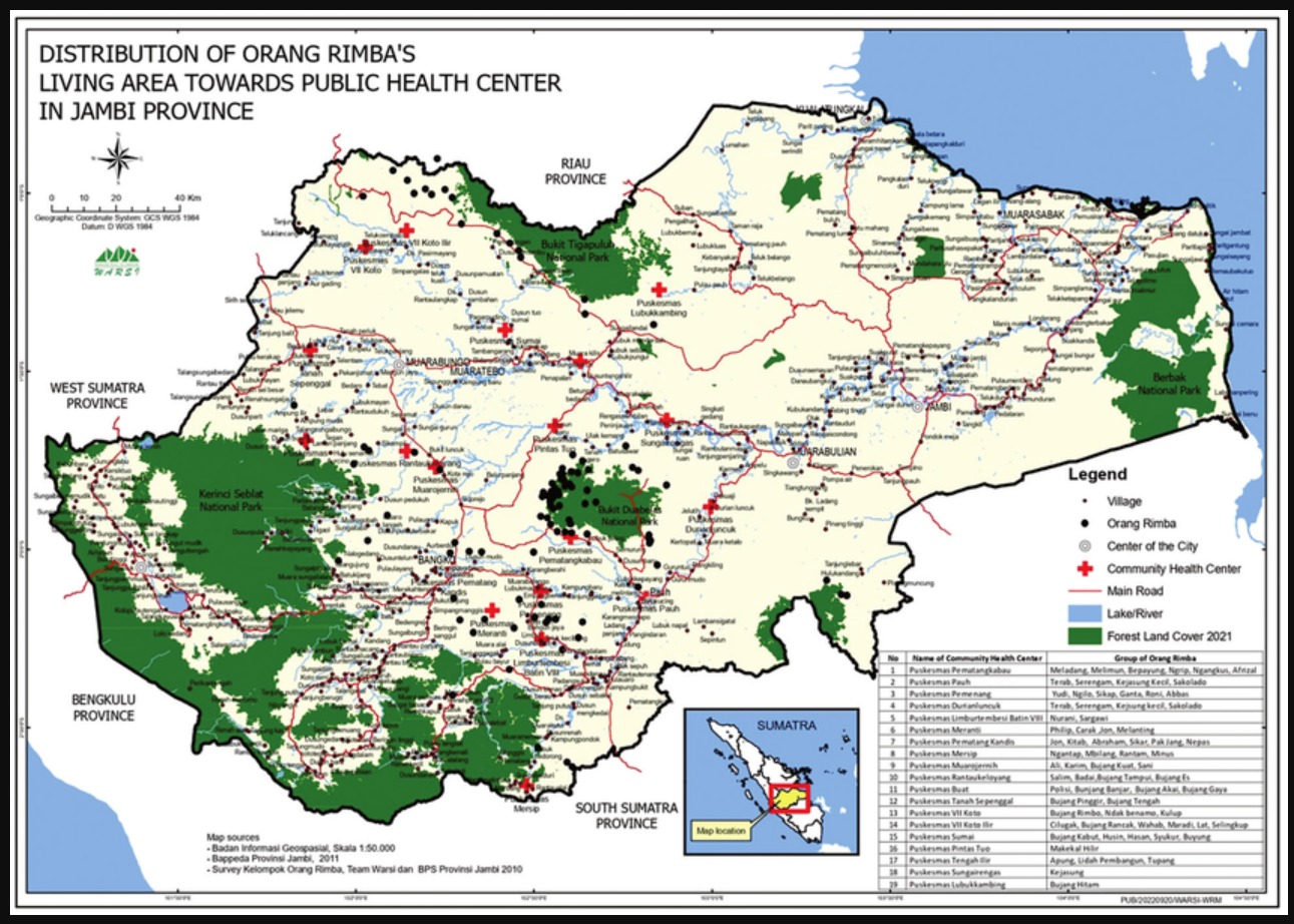Map of Bukit Duabelas National Park - Pilot Location